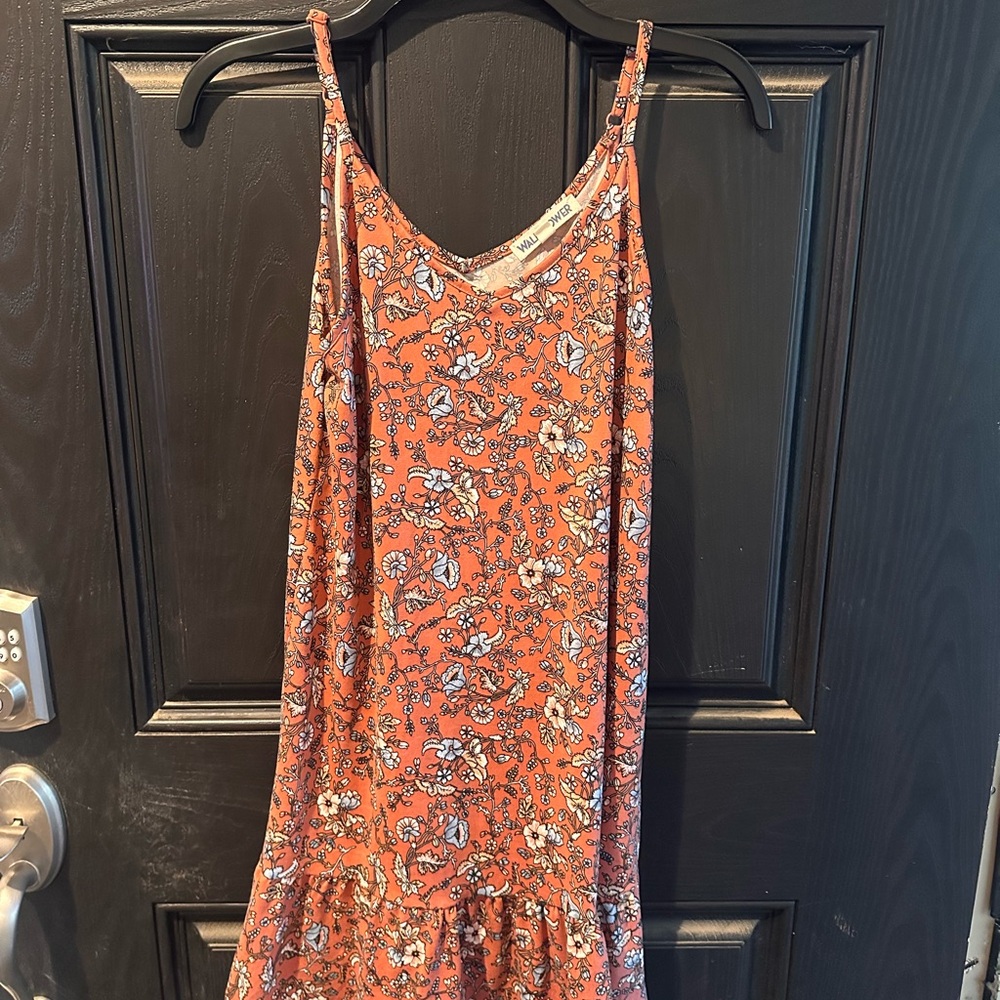 Floral Orange Spaghetti Strap Dress